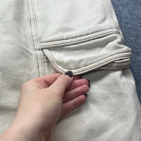 Pacsun Bone Cream Utility Cargo Pants Trousers Straight Leg Pull On - Picture 3 of 8